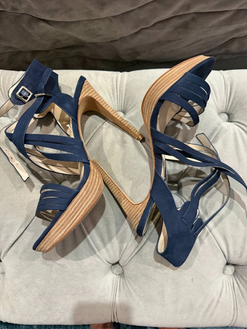 Navy Blue Strappy Heels, Size 11, Vince Camuto